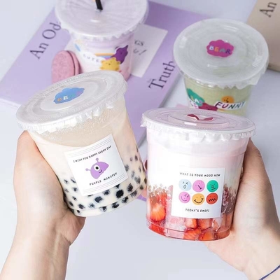 डिस्पोजेबल 8oz साफ़ प्लास्टिक मिठाई कप आइसक्रीम बोबा कंटेनर लोगो कस्टम